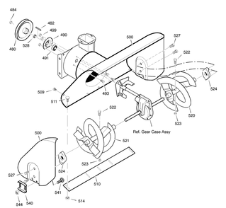 Auger Housing Diagram and Parts List for 633129X54B 2001 Briggs and Stratton Snow Blower